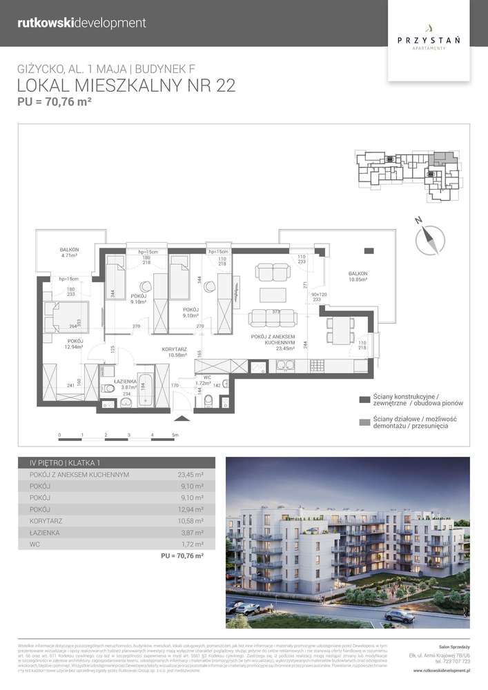 4-pokojowe mieszkanie 70m2 + 2 balkony - Pełny obrazek: 2/4