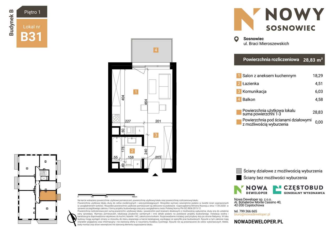 Nowy Sosnowiec | mieszkanie 1-pok. | B31 - Pełny obrazek: 2/7