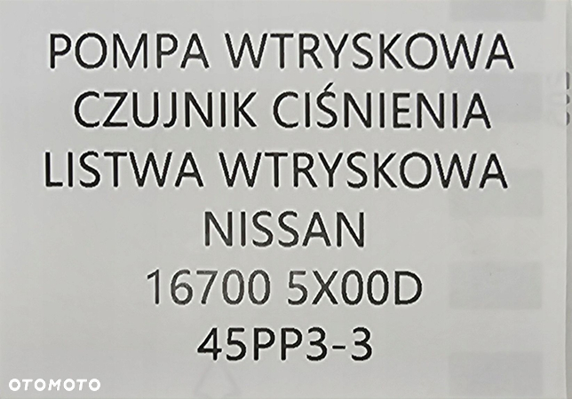 NOWA ORG POMPA WTRYSKOWA + LISTWA WTRYSKOWA + CZUJNIK PALIWA NISSAN - 9