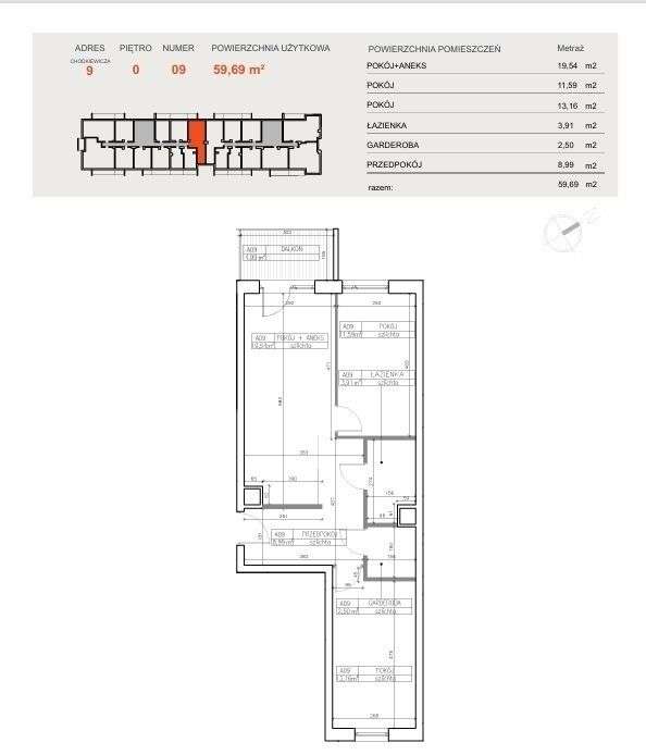Mieszkanie, 59,69 m², Bydgoszcz-9