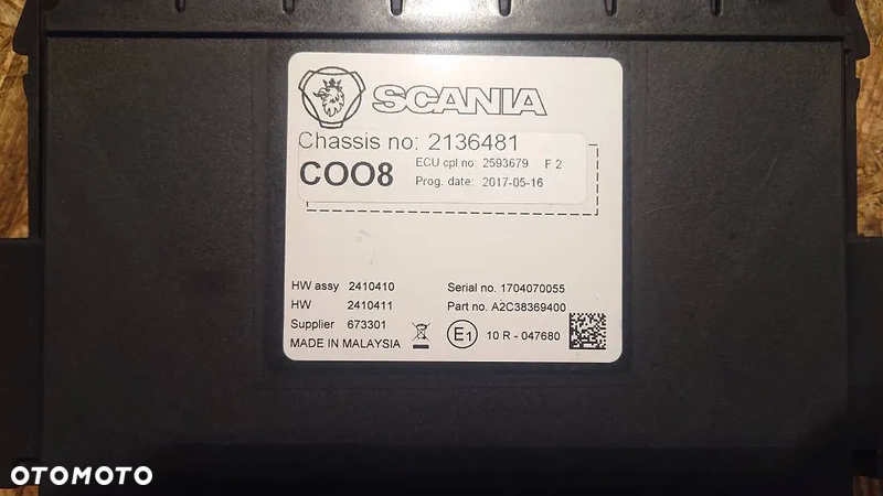 * SCANIA R S XPI ALBATROS EURO 6 DC13 2017r KOMPUTER STEROWNIK MODUŁ KOORDYNATOR COO8 2593679 - 2