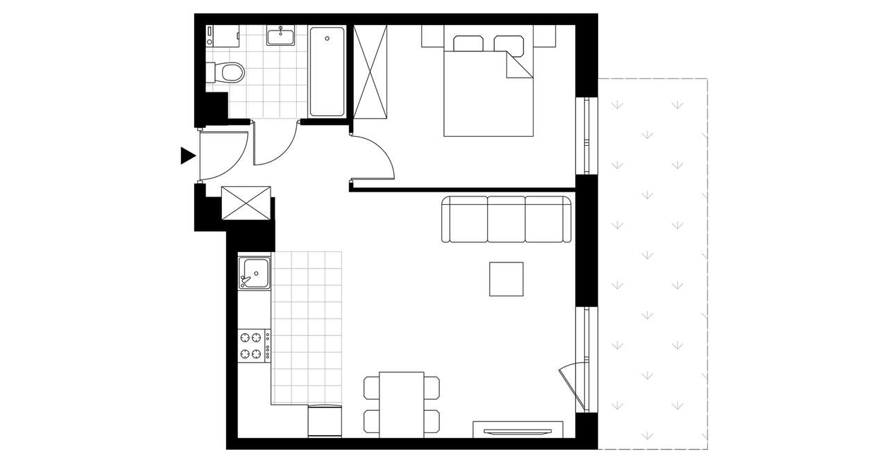 2-pokojowe mieszkanie 45m2 + ogródek - Pełny obrazek: 3/8