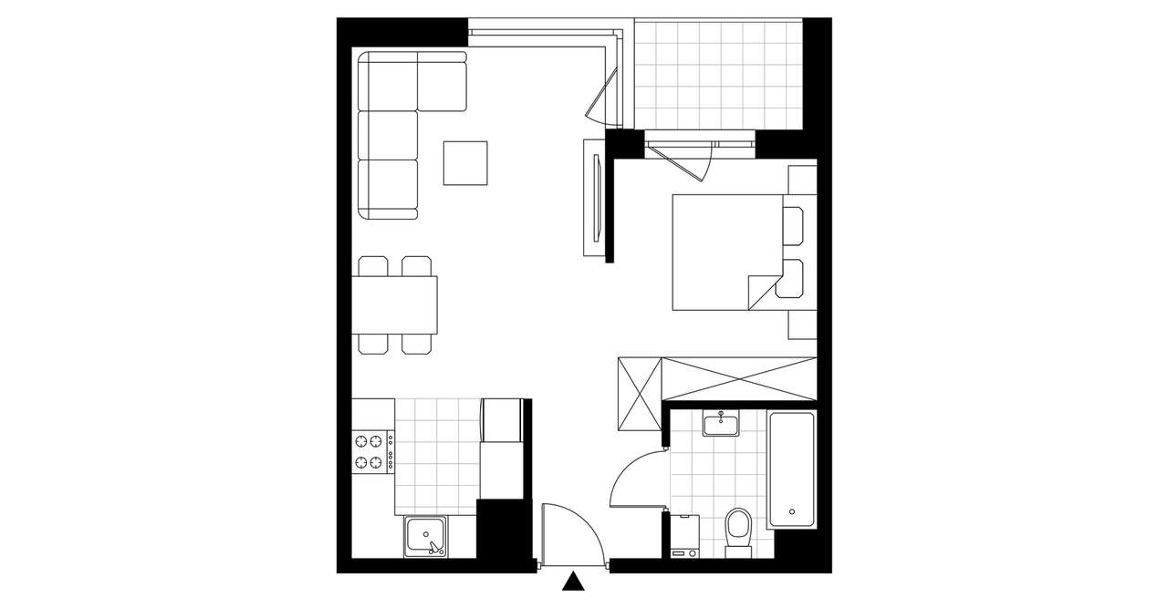 1-pokojowe mieszkanie 41m2 + loggia - Pełny obrazek: 3/8