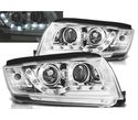 FARÓIS COM LUZ DIURNA LED PARA SKODA FABIA 99-07 FUNDO CROMADO - 1