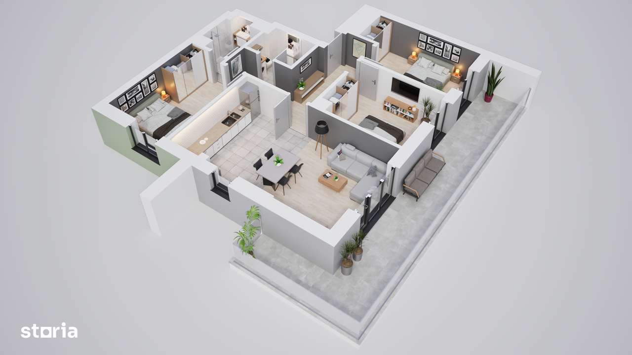 Apartament 4 camere luminoase cu Loc de Joacă la Doi Pași - Imagine principală: 3/19