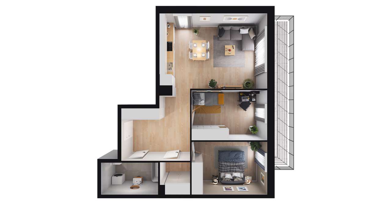 3-pokojowe mieszkanie 62m2 + balkon Bez Prowizji - Pełny obrazek: 3/9