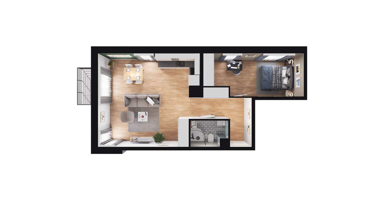 2-pokojowe mieszkanie 53m2 + balkon Bezpośrednio - Pełny obrazek: 2/8