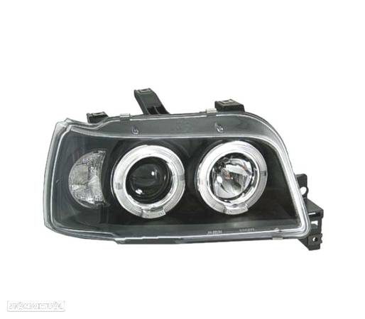 FARÓIS FRONTAIS LED ANGEL EYES PARA RENAULT CLIO 1 91-96. FUNDO PRETO - 3