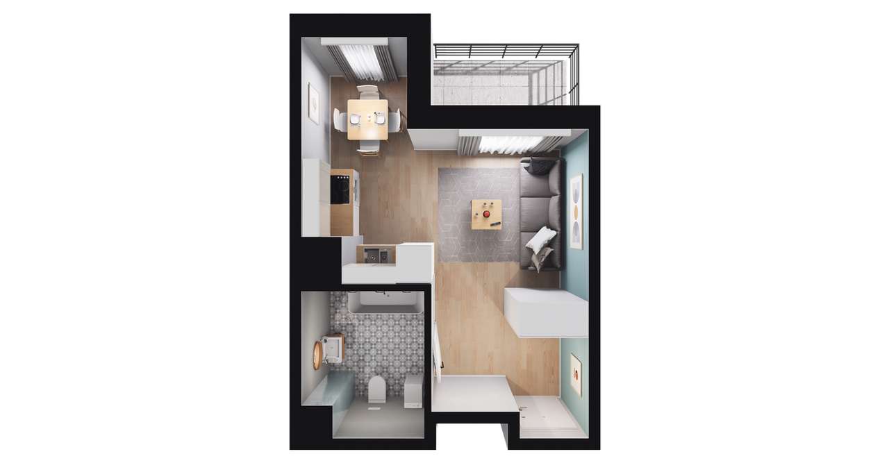 1-pokojowe mieszkanie 25m2 + balkon Bez Prowizji - Pełny obrazek: 2/8