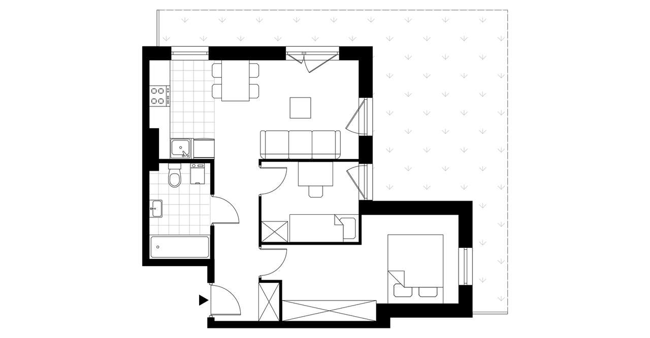 2-pokojowe mieszkanie 48m2 + ogródek Bezpośrednio - Pełny obrazek: 3/6