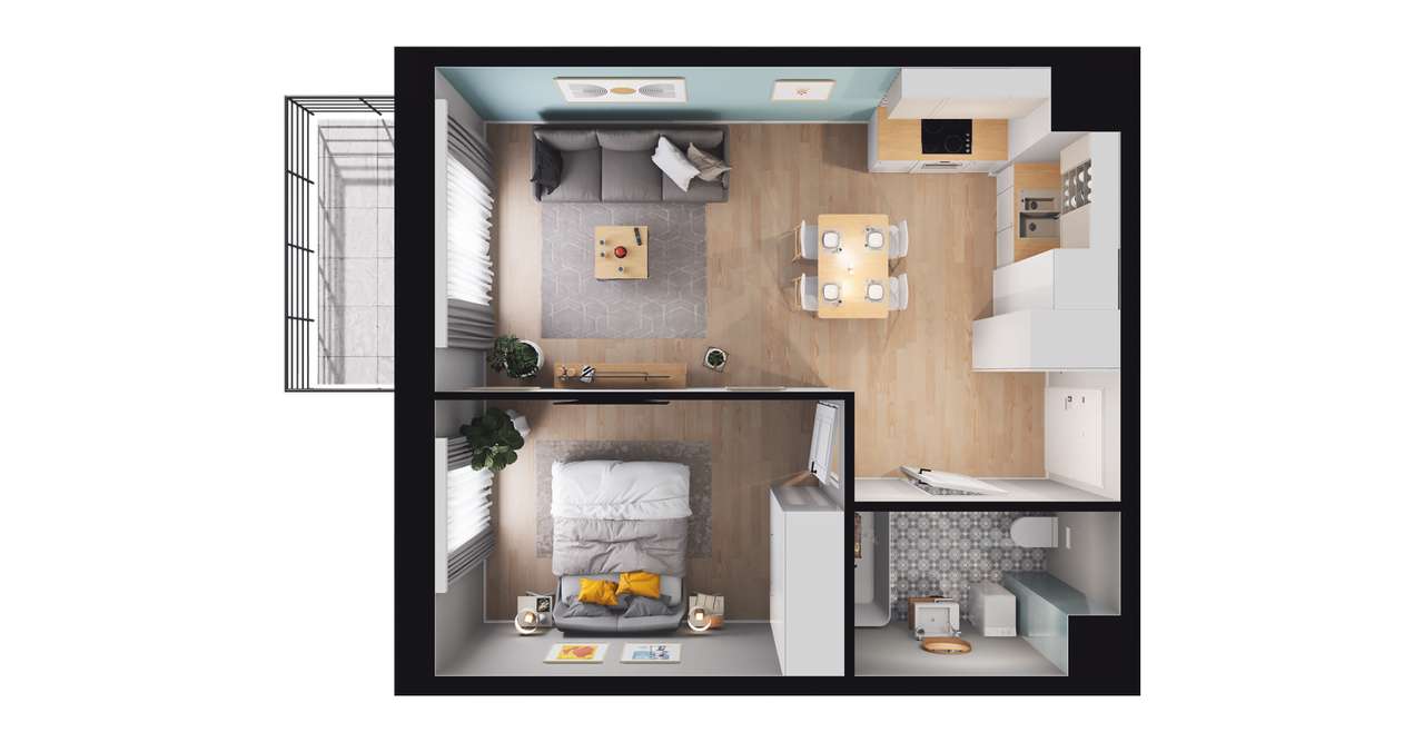 2-pokojowe mieszkanie 38m2 + balkon Bezpośrednio - Pełny obrazek: 2/8