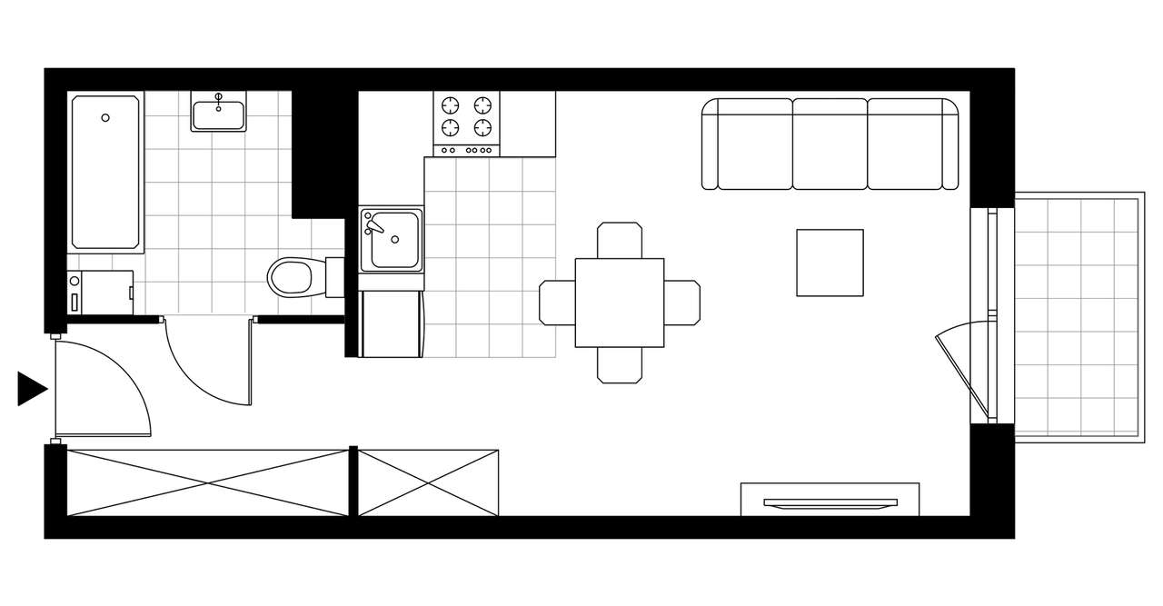 1-pokojowe mieszkanie 31m2 + balkon - Pełny obrazek: 4/9