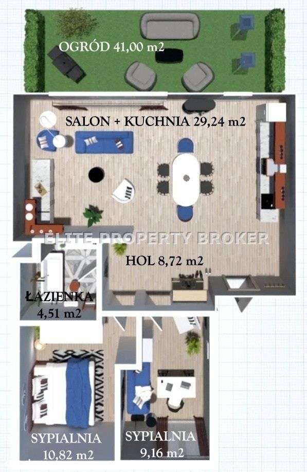 Mieszkanie 3-Pokojowe | 62,45 m² | Ogród 41 m²-1