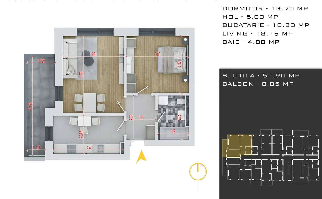Titan Theodor Pallady metrou 2 Camere decomandat cu balcon generos-6