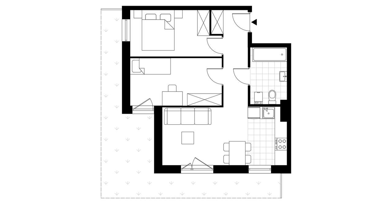 3-pokojowe mieszkanie 48m2 + ogródek - Pełny obrazek: 3/6