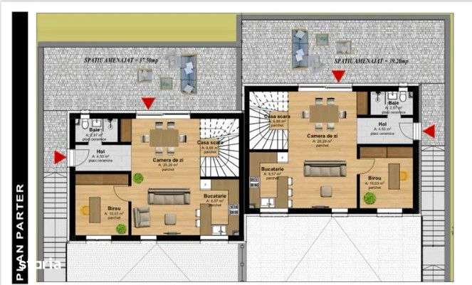 Duplex semifinisat 4 camere, 2 garaje,161 mp,teren liber 280 mp, Tauti - Imagine principală: 4/11