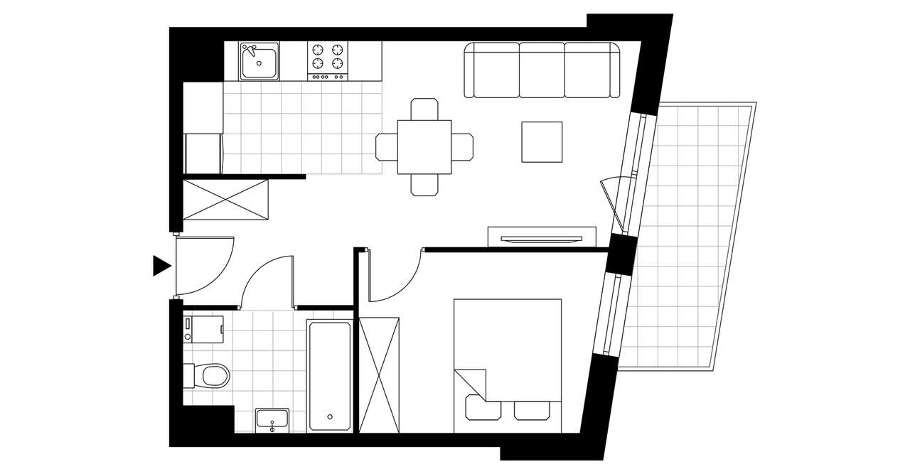 2-pokojowe mieszkanie 34m2 + balkon Bezpośrednio - Pełny obrazek: 4/7