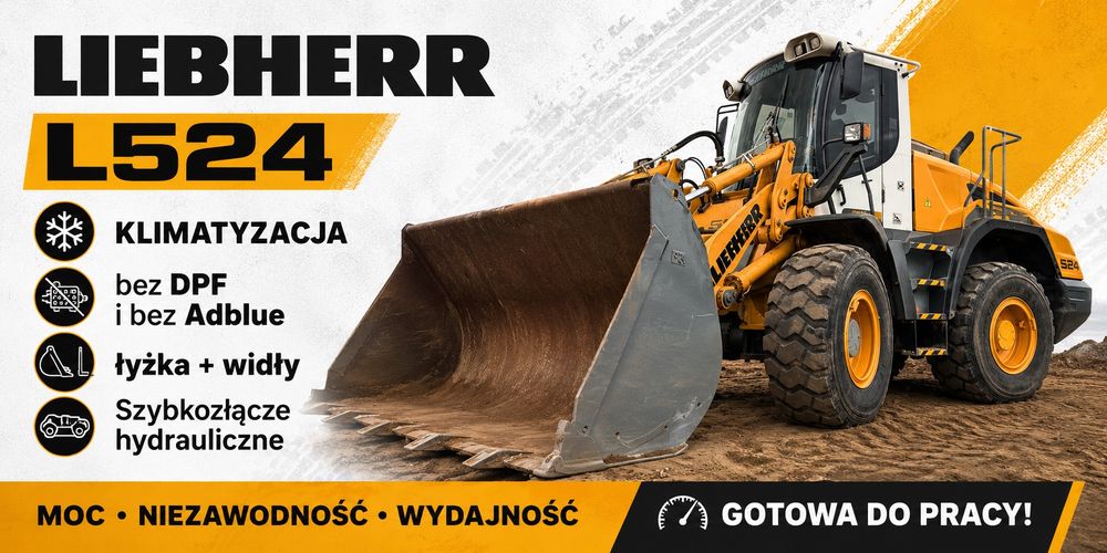 Liebherr Ładowarka liebherr l524 klima łyżka2,5m3+widły bezadblue i dpf szybkozłącze hydr. cat caterpillar 924k  924h  930k volvo l60h / l70h komatsu wa200-8 wa270-8jcb 426 427 2012