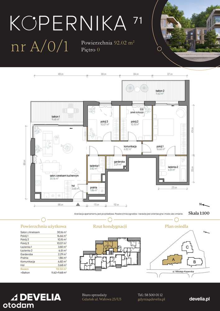 4-pokojowe mieszkanie 92m2 + 2 balkony - Pełny obrazek: 2/9