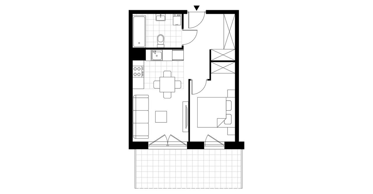 2-pokojowe mieszkanie 36m2 + taras Bezpośrednio - Pełny obrazek: 4/9
