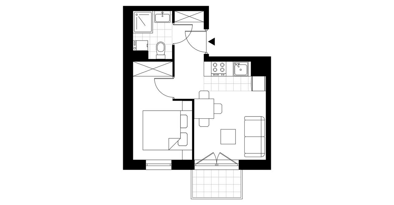 2-pokojowe mieszkanie 26m2 + balkon Bez Prowizji - Pełny obrazek: 3/8