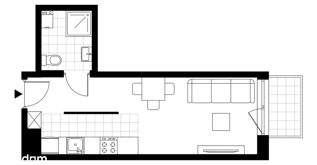 1-pokojowe mieszkanie 26m2 + balkon Bez Prowizji - Pełny obrazek: 4/9