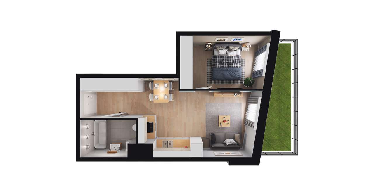 2-pokojowe mieszkanie 37m2 + ogródek Bezpośrednio - Pełny obrazek: 3/9