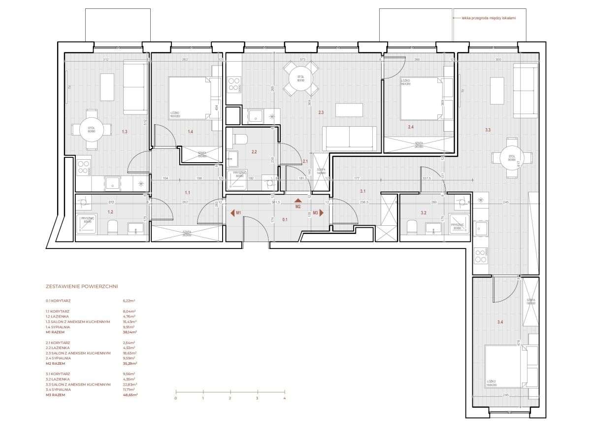 3 mieszkania 2pok. + 3 m. w hali g.-3