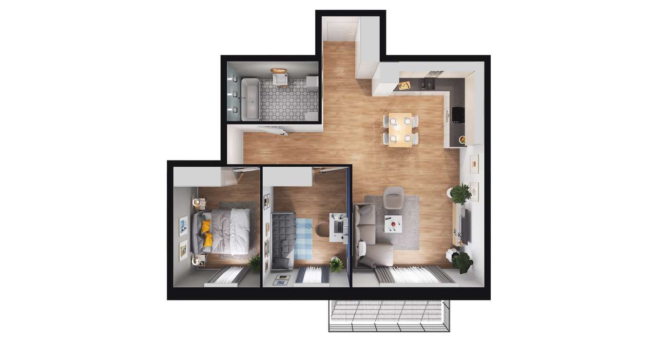 3-pokojowe mieszkanie 59m2 + balkon Bez Prowizji - Pełny obrazek: 3/9