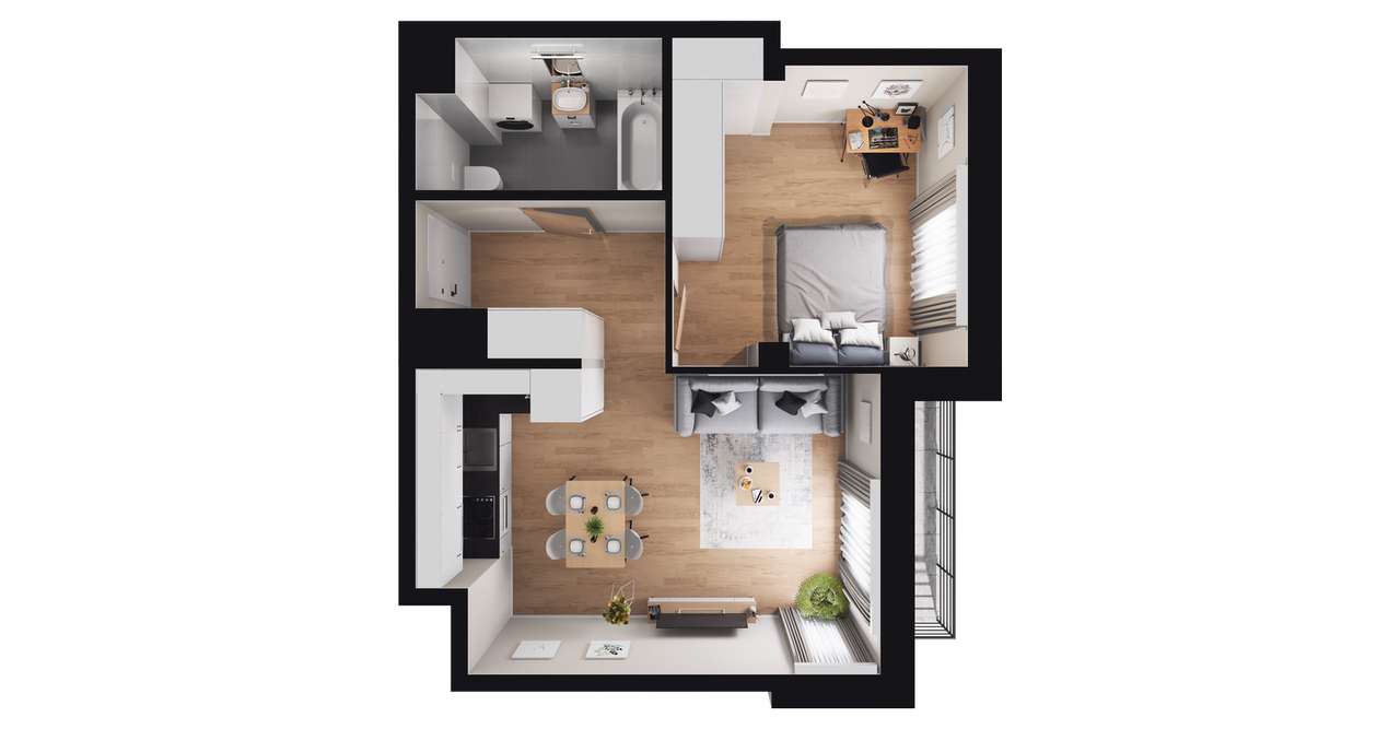 2-pokojowe mieszkanie 39m2 + balkon Bezpośrednio - Pełny obrazek: 2/8