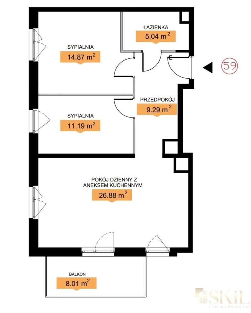 Apartament 3 pokoje, Zenit, ul. Widzewska-17