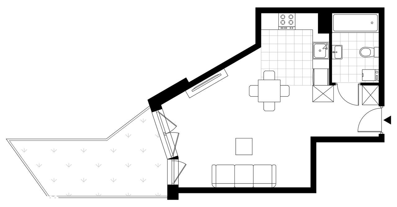 1-pokojowe mieszkanie 32m2 + ogródek Bezpośrednio - Pełny obrazek: 3/8