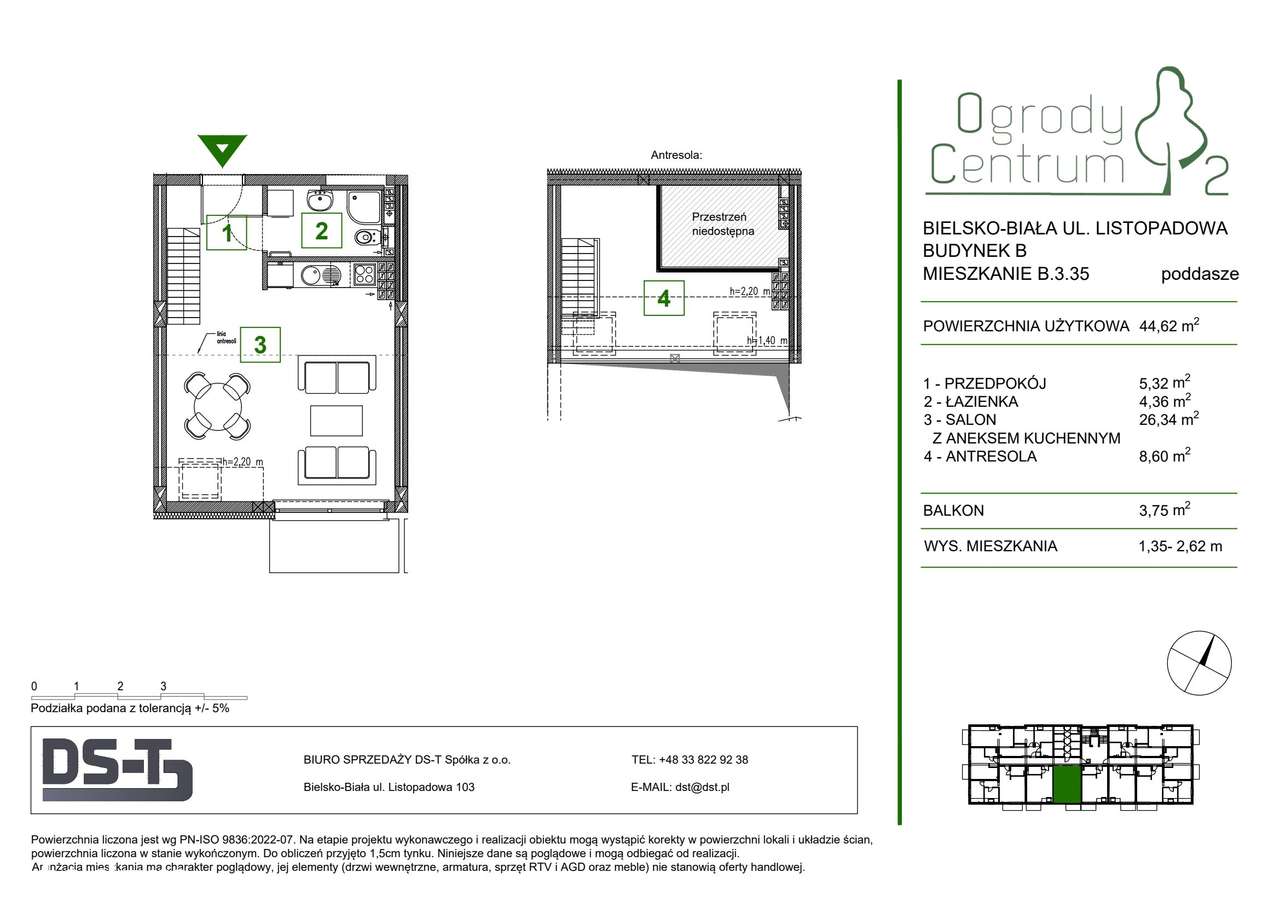 Ogrody centrum 2 | mieszkanie 1-pok. | B.3.35 - Pełny obrazek: 2/9