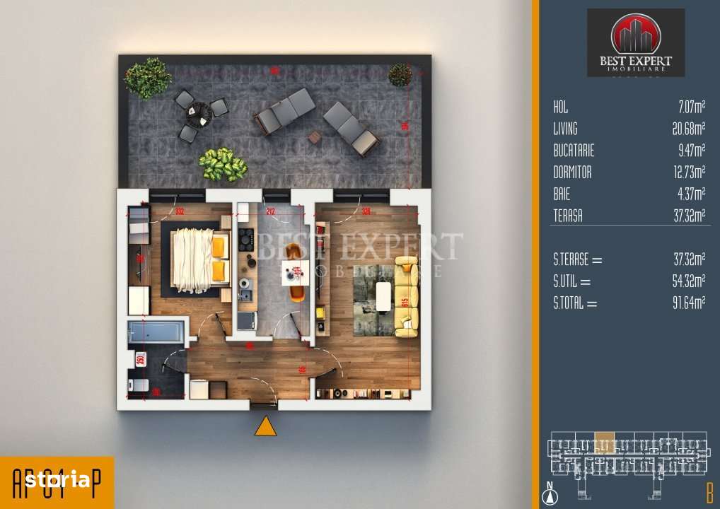 2 Camere cu Terasa -Finisaje Premium cu Parcare Inclusa - Imagine principală: 3/7