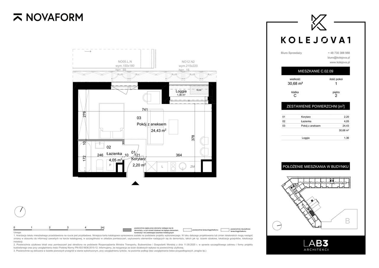 Kolejova 1 | mieszkanie 1-pok. | C.02.09 - Pełny obrazek: 2/7