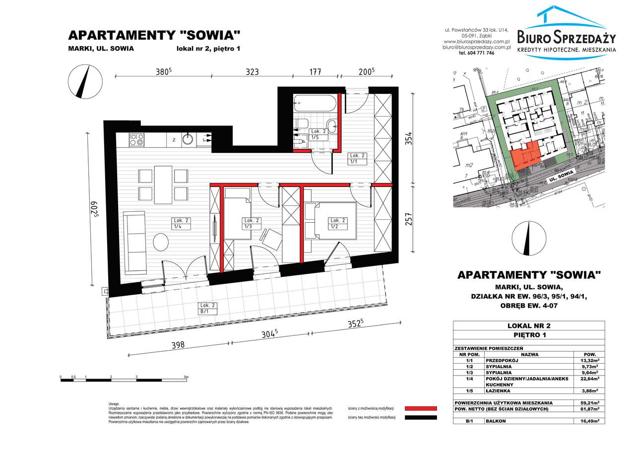 3 POKOJE W APARTAMENTOWCU Z DUŻYM BALKONEM - Pełny obrazek: 2/9