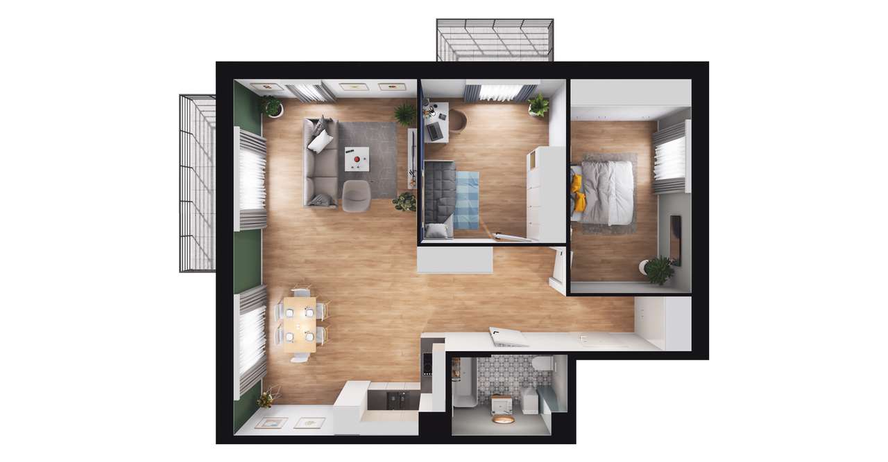 3-pokojowe mieszkanie 71m2 + 2 balkony - Pełny obrazek: 3/9