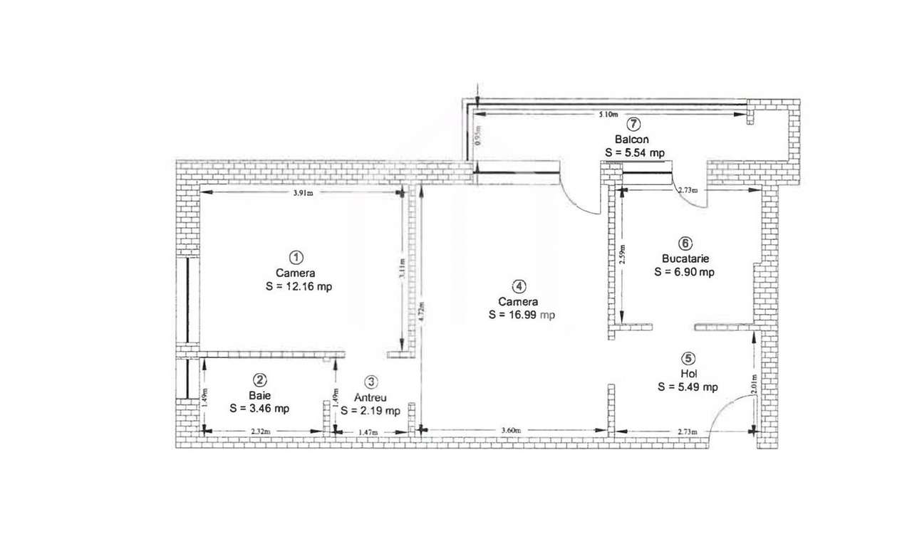 Apartament cu 2 camre, 47mp utili + balcon,etaj 4/5, renovat, Terezian - Imagine principală: 4/16