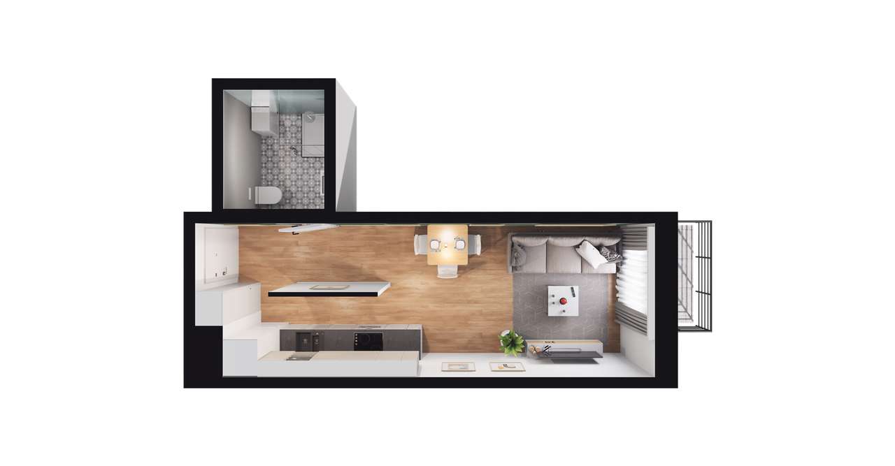 1-pokojowe mieszkanie 26m2 + balkon Bez Prowizji - Pełny obrazek: 3/9