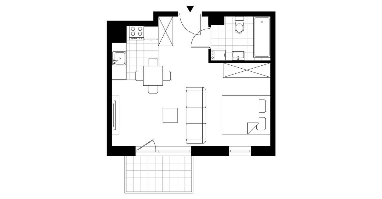 1-pokojowe mieszkanie 32m2 + balkon - Pełny obrazek: 3/8