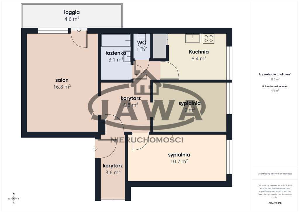 Wyżyny | 3 pokoje | 57m2 | II piętro | Loggia-14