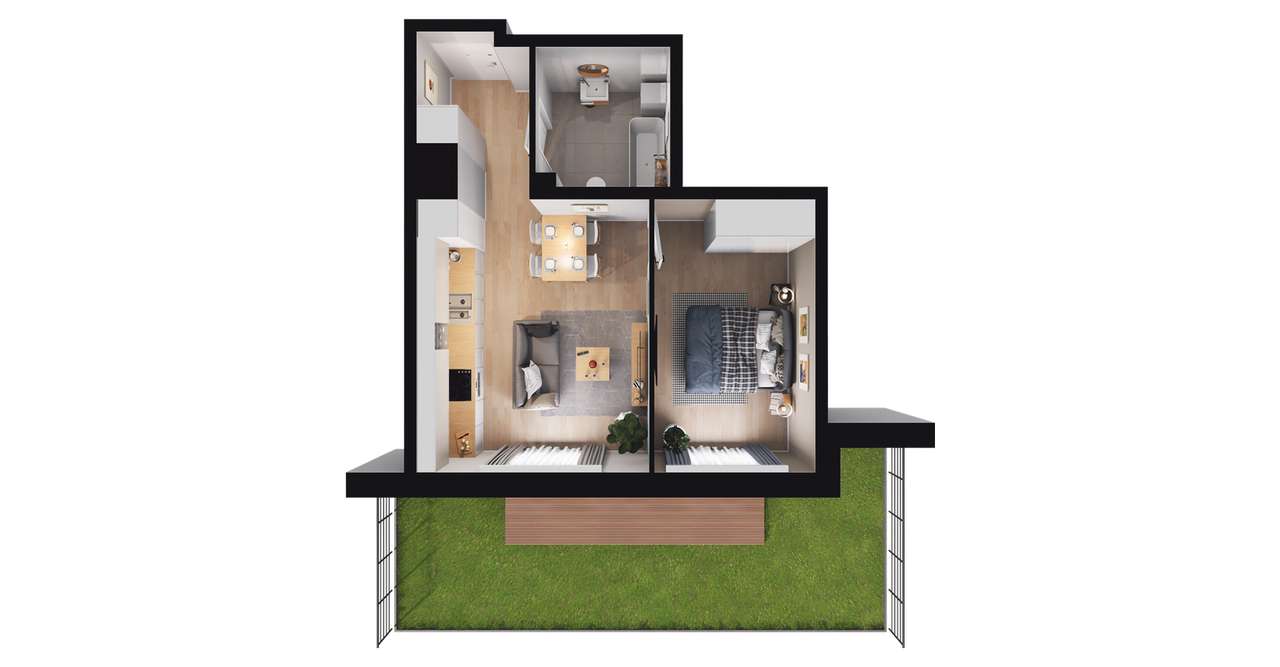 2-pokojowe mieszkanie 36m2 + ogródek Bez Prowizji - Pełny obrazek: 2/7