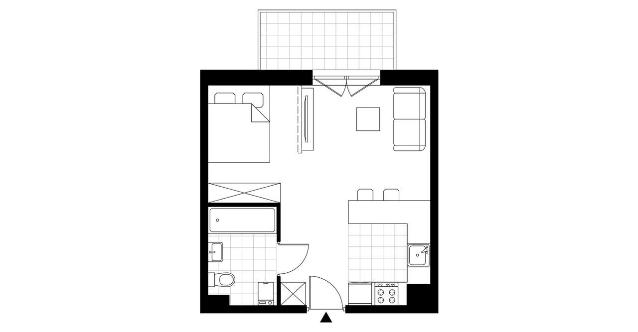 1-pokojowe mieszkanie 32m2 + balkon - Pełny obrazek: 3/8