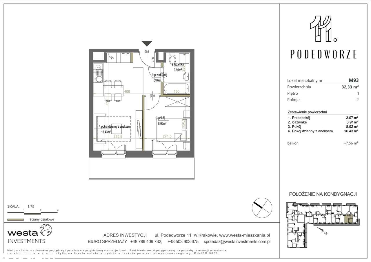 2-pokojowe mieszkanie 32m2 + balkon - Pełny obrazek: 2/5