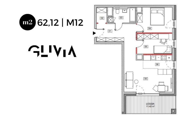 Mieszkanie z Loggią 62,12m2. PRESTIŻOWY APARTAMENT - Pełny obrazek: 2/9