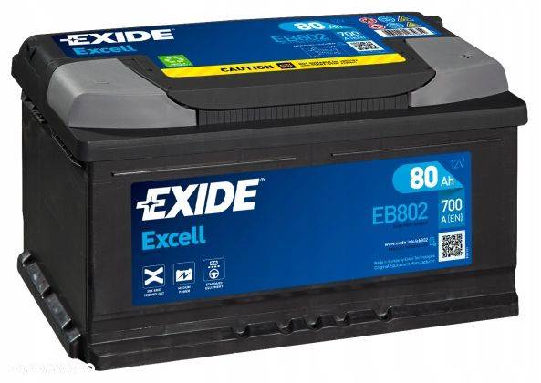 Akumulator Exide Excell 12V 80Ah 700A P+ EB802 MOŻLIWY DOWÓZ MONTAŻ - 1