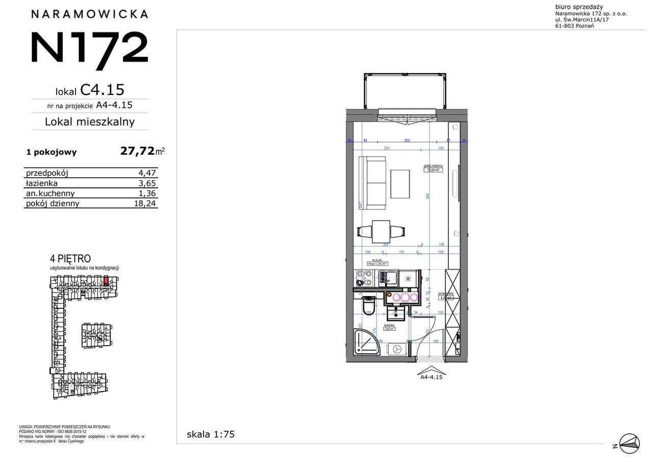 1-pokojowe mieszkanie 27m2 + balkon - Pełny obrazek: 2/9