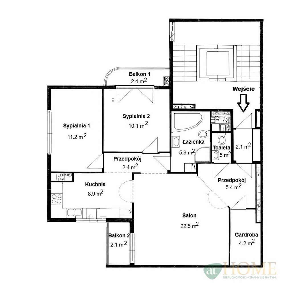 Trzy-pokojowe z dwoma balkonami.-12