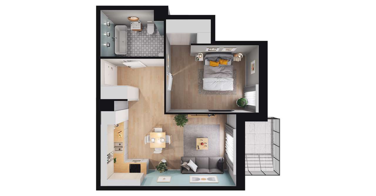 2-pokojowe mieszkanie 46m2 + balkon Bez Prowizji - Pełny obrazek: 2/8