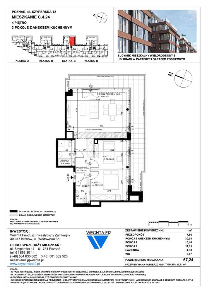 3-pokojowe mieszkanie 67m2 + taras Bez Prowizji - Pełny obrazek: 2/7